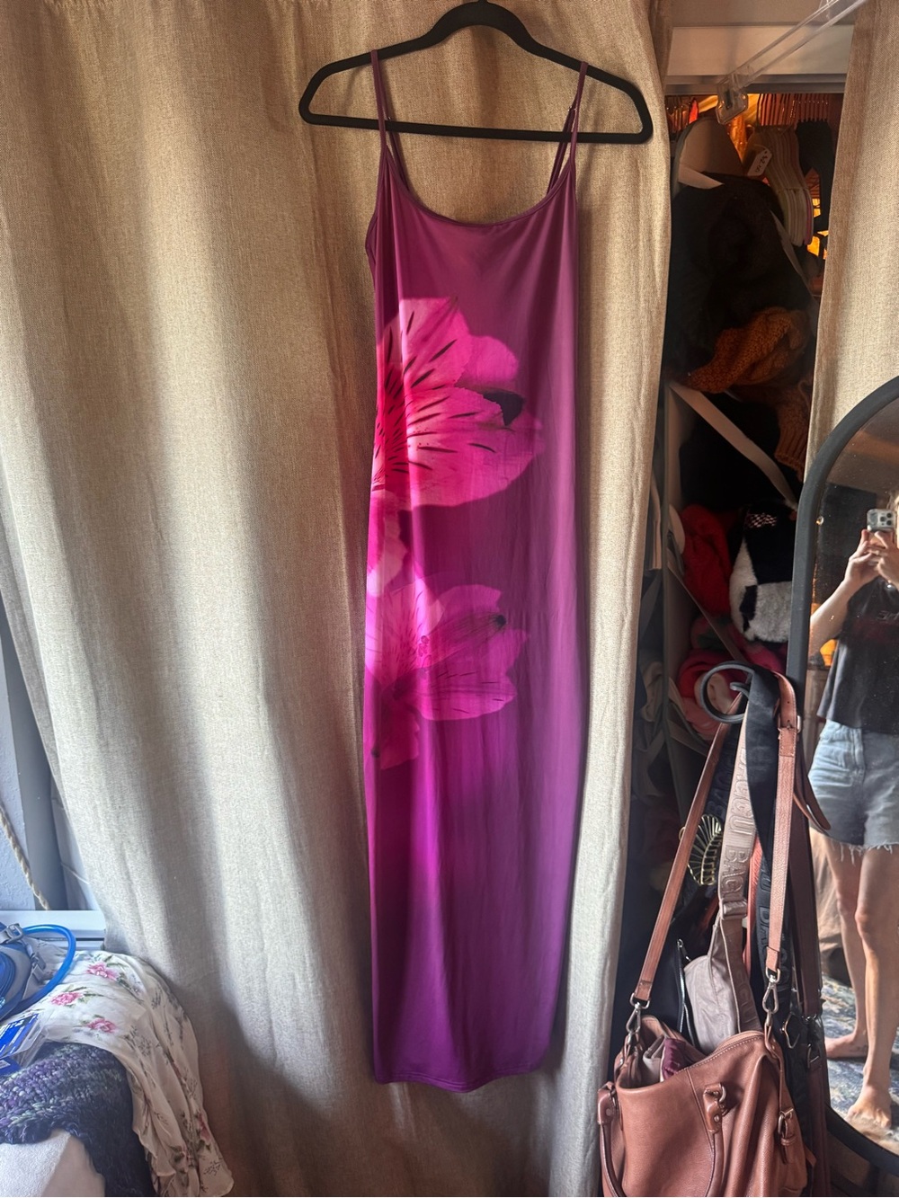 White Fox Boutique Magenta Floral Slip Maxi Dress